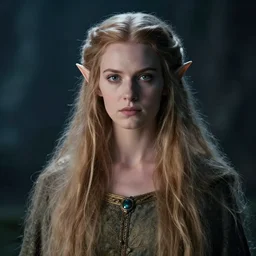 portrait of a the queen of the elves with long hairs in alan lee style , cinematic lighting