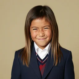 a portrait of a young Native American boy with long choppy hair wearing a suit and a mischievous smile. By Geoffroy Thoorens and JC Leyendecker.