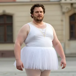 henry cavill!! medium portrait as obese ballerina, medium shot, trip to legnica, very realistic film still, natural