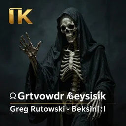 skeleton draped in dark sheet. dementor. outstretched hand. dark colors. menacing. haunting. frightening. trending on artstation. award winning. artgem. greg rutkowski. beksinski. extremely detailed. 4 k.