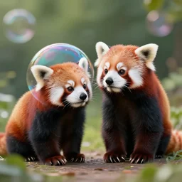 hybrid ( soap bubble ) and ( red panda ), digital art, realistic, octane render, professional, high quality, dof, bokeh