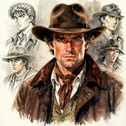 portrait, Val Kilmer as Doc Holiday, watercolor, dramatic lighting, cinematic, establishing shot, extremely high detail, foto realistic, cinematic lighting, pen and ink, intricate line drawings, by Yoshitaka Amano, Ruan Jia, Kentaro Miura, Artgerm, post processed, concept art, artstation, matte painting, style by eddie mendoza, raphael lacoste, alex ross