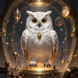anthropomorphic!! wise wealthy white - owl travels through time via steampunk portals, pixiv fanbox, dramatic lighting, maximalist p