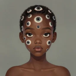 a black girl with many eyes by alex grant, deviantart, trypophobia