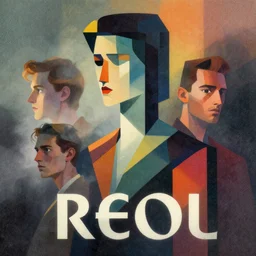 editorial illustration portrait of reol, colorful, modern art deco, mads berg, karolis strautniekas, christopher balaskas, stippled light, fog, moody, fine texture, dramatic lighting, dynamic composition, detailed, matte print, dynamic perspective, ( ( dither ) ),