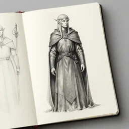 sketchbook pages cleric mage elf, magnificent, medium shot, details, sharp focus, elegant, highly detailed, illustration, by jordan grimmer and greg rutkowski, intricate, beautiful, trending artstation, pixiv, digital art