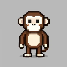 a monkey made in a minimalist style, voxel, centered