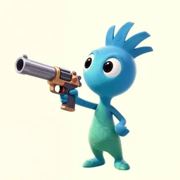 a pikmin holding a pistol