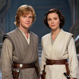 Luke and Leia from star wars in the style of the Brothers Grimm Fairytale
