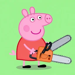 peppa pig holding a chainsaw, trendin on artstation