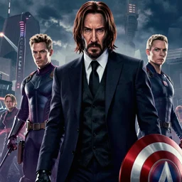 john wick with the avengers mcu, dramatic, epic, cinematic