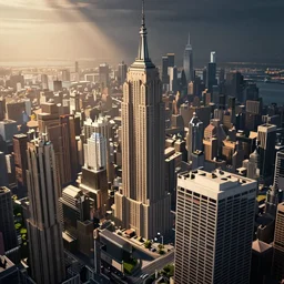 in a isometric view of Manhattan