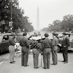 A group of people standing around near car crash in Washington, D.C., 1921 photo