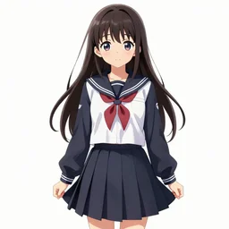school girl, school uniform, seifuku, pleated miniskirt, big brilliant eyes, battle angel alita. by rembrandt 1 6 6 7, illustration, illustrious makinami, contrastive colors, anime