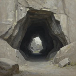 highly detailed cave entrance in a scifi landscape by feng zhu, perfect geometry, hyper - detailed, sharp, beautiful, desaturated, beautiful lighting, oil on canvas