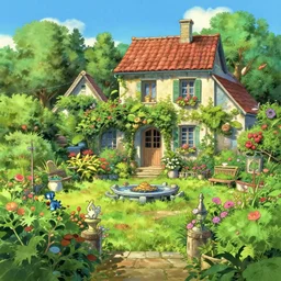 a creole garden from reunion island hyperdetailed award winning masterpiece by ( ( kenton nelson ) ), by makoto shinkai, by studio ghibli, anime, trending on artstation