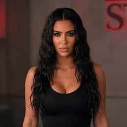movie still of kim kardashian in the tv show stranger things.