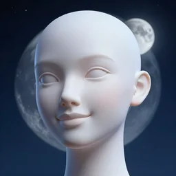 3 d, sci - fi, high detail illustration, night, moon, smiling fashion model face, moon rays, cinematic, clouds, vogue cover style, blue mood, realistic painting, intricate oil painting, figurative art, multiple exposure, poster art, 3 d, by tooth wu and wlop and beeple and greg rutkowski