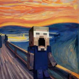 minecraft enderman as the subject in the scream by edvard munch