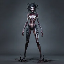 full body painting of tracer from overwatch, in style of zdzisław beksinski, scary, horror, 4 k, feminine facial features, overwatch tracer character, horror, body horror, disturbing, detailed face, black tendrils, tall, long legs,
