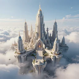 magical cloud city, beautiful, intricate, detailed, 8 k