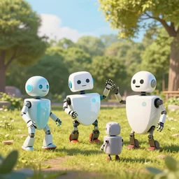 robots enjoying themselves at a park, sunny, beautiful, dynamic lighting, by otto dix and greg rutkowski