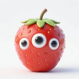 strawberry creature with multiple eyes