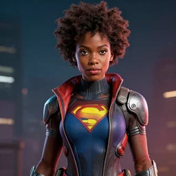 portrait super hero african american woman, style artstation, style greg rutkowski comic art book, biopunk, octane render, unreal engine 6, epic game graphics