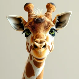 little anthropomorphic giraffe, green eyes, light brown fur, light hair, wlop