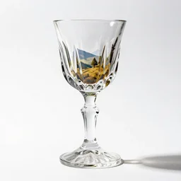 lacquered crystal chalice, photorealistic, isolated on a pure white background, centered, entire object in frame, sharp focus, soft studio lighting