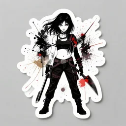 die cut sticker, revolutionary anarchist girl, splatter paint