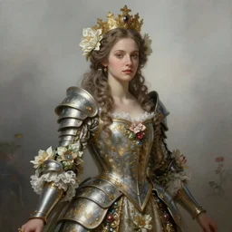 epic hyperdetailed portrait of beautiful queen's flower armored girl in the mist. by greg rutkowski, highly detailed portrait, rococo, digital painting, artstation, concept art, smooth, sharp foccus ilustration, artstation hq. intricate, elegant. art by wlop and artgerm and greg rutkowski and alphonse mucha, masterpiece. medium shot. elegant.