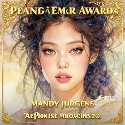 jennie with sparkling eyes, messy hair, closed up portrait, highly detailed, gold filigree, epic, stunningly beautiful, insanely detailed, fantasy novel, soft cinematic lighting, award, disney concept art, watercolor illustration by mandy jurgens and alphonse mucha and alena aenami, pastel color palette, featured on artstation