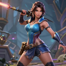 action shot of megan fox as cailtlyn ( league of legends ). 3 d octane render trending on art station, very detailed