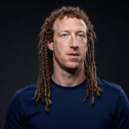mark zuckerberg with dreadlocks, professional photo, dramatic lighting