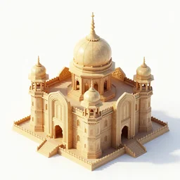 isometric 3 d rendering of an indian castle, art deco, octane render, trending on artstation, cgsociety