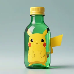 green bottle with pikachu brand on it