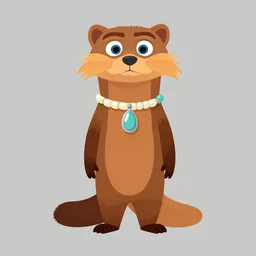 flat 2 d : female marten character wearing jewlery : head torso legs feet : lorax movie : artstation