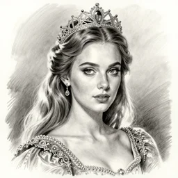 hyper realistic pencil drawing of a princess, water color, full portrait, detailed, rim light, diffused, intricate, by anna dittmann