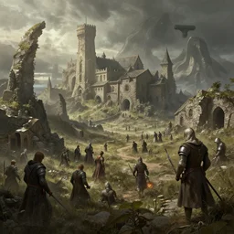 a post apocalyptic future where society is medieval. a medieval future. by greg rutkowski