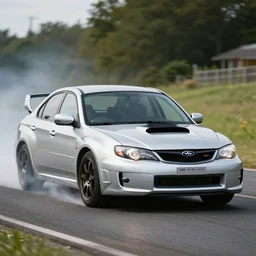 A highly detailed 4K photo of a drifting 2004 subaru wrx