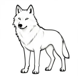 wolf template base lineart, full-body view, simple, black and white, coloring book style, high quality, HD, 8K