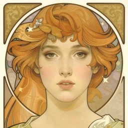 realistic detailed face portrait of Mia Kirschner by Alphonse Mucha, Ayami Kojima, Yoshitaka Amano, Charlie Bowater, Karol Bak, Greg Hildebrandt, Jean Delville, and Mark Brooks, Art Nouveau, Pre-Raphaelite, Gothic Revival, exquisite fine details, 4k resolution