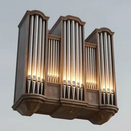 fantasy matte painting of a massive glowing pipe organ hanging on the side of a massive cliff by Canaletto