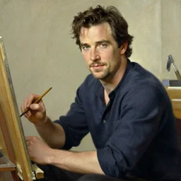 herry cavill, attractive male, painting by norman rockwell