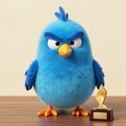 blue bird, funny, weird grimace, award - winning