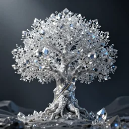 The crystal tree. Fantasy, digital art, HD, detailed.