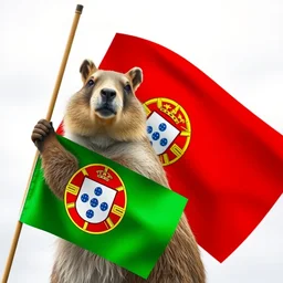 capybara holding portugal flag