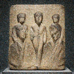 A photo of fragmented Sumerian sculpture of the Beatles, 4K