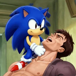 sonic strangling a human by the neck to death